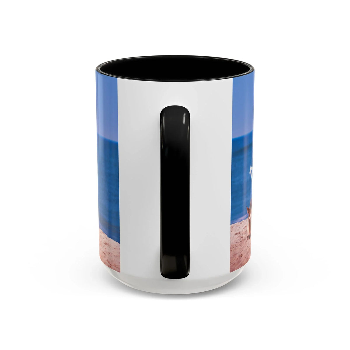 Ceramic coffee mug featuring wild horse beach decor and coastal ocean scenery by Jeff H Travels