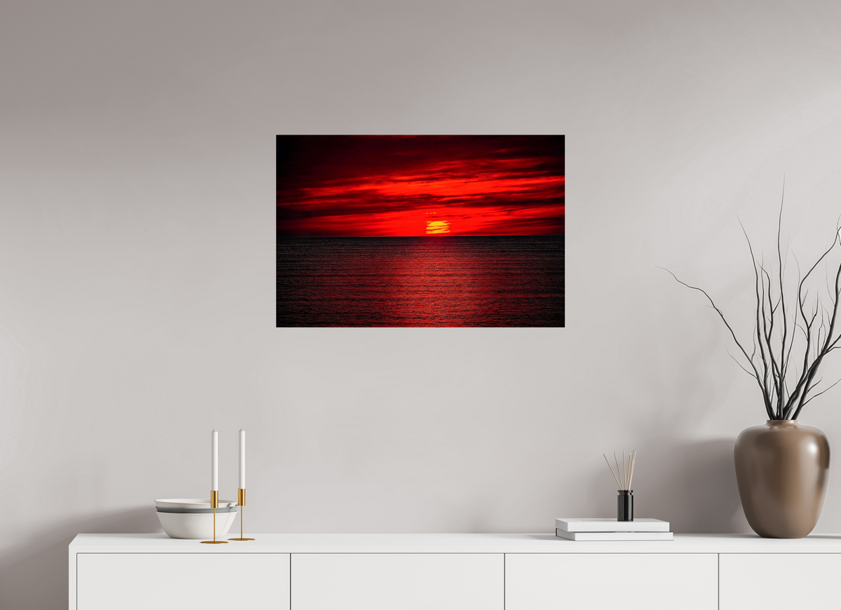 30 x 20″, Photo Prints Crimson Sunset Ocean Photography Print Red Sky Coastal Wall Art